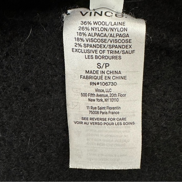 Vince Black Wool Alpaca Blend Single Snap Shrunken Cardigan Sweater Coat Size S - Picture 12 of 16